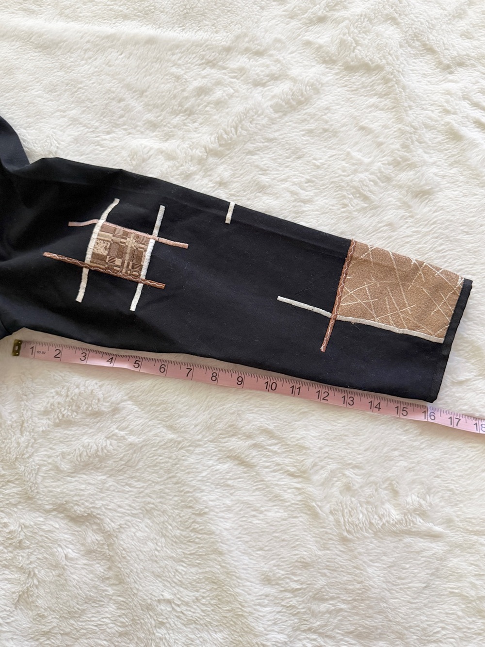 Alex Kim Vintage 90s Patchwork Jacket Black Tan Size Medium - Picture 6 of 7
